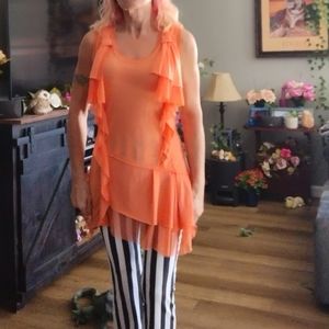 Orange unique sleeveless top